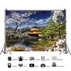 DORCEV 12x8ft Background for Spring Japan Scenery Photography Backdrop Japanese Temple White Cherry Landscape Asian Travel Themed Birthday Party Wedding Portrait Photo Studio Props Wallpaper view 3