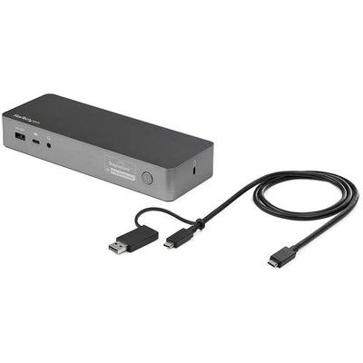 StarTech.com USB-C & USB-A Dock - Hybrid Universal Laptop Docking Station with Dual Monitor Display 4K 60Hz HDMI & DisplayPort - 60W PD - Universal Hybrid USB-A USB-C Docking Station for USB-C