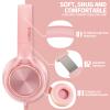 LORELEI S9 Wired Headphones with Microphone for SchoolOn-Ear Kids Headphones for Girls BoysFolding Lightweight and 3.5mm Audio Jack Headset for Phone, IpadTablet, PC, Chromebook (Pearl Pink) view 4