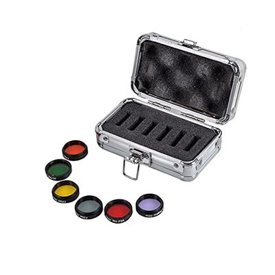 1.25" Astro Color Filters Set (6 Pieces) for Astronomical Telescopes Eyepiece Ocular Lens Planets Nebula Filter Moon&SkyGlow