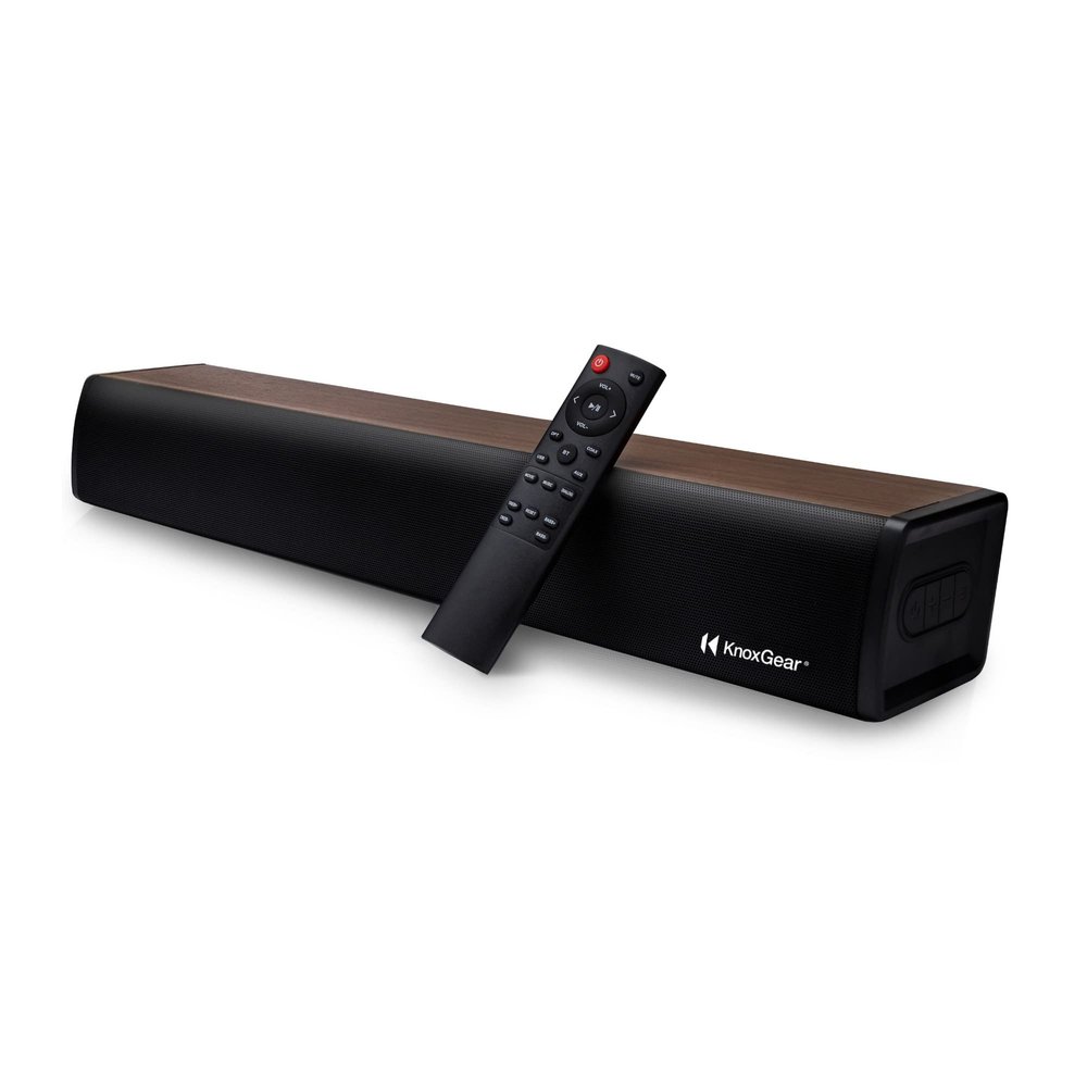 Knox Gear 60 Watt Compact Wireless 2.0ch Soundbar with Bluetooth 5.0 - Oak Finish