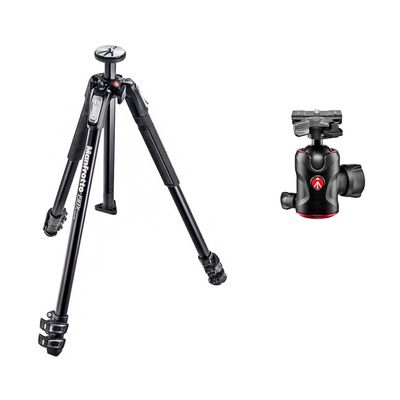 Manfrotto MT190X3 190X Aluminum 3-Section Camera Tripod Kit with MH496-BHUS Ball Head