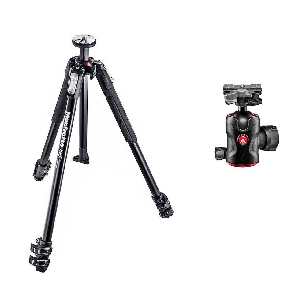 Manfrotto MT190X3 190X Aluminum 3-Section Camera Tripod Kit with MH496-BHUS Ball Head