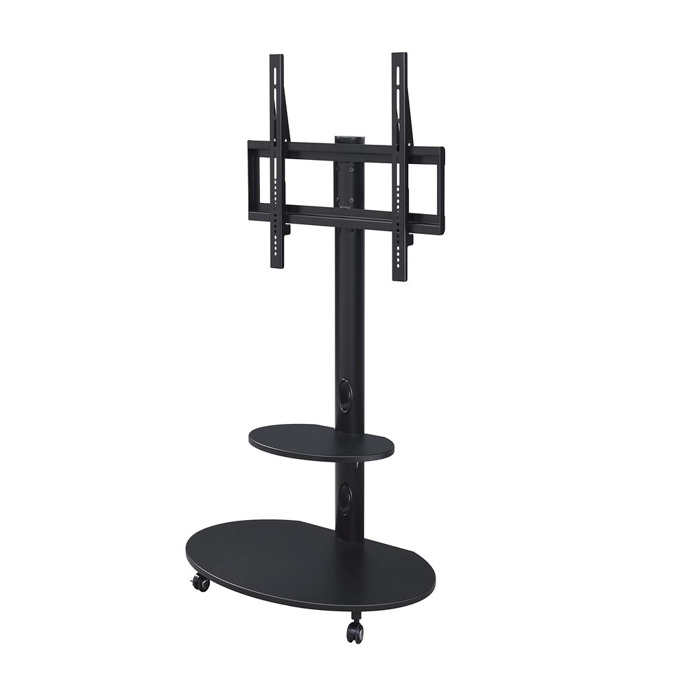 Proman Porducts ST17178 Venus TV Stand for Television up to 75", Adjustable Height and Shelved, Black