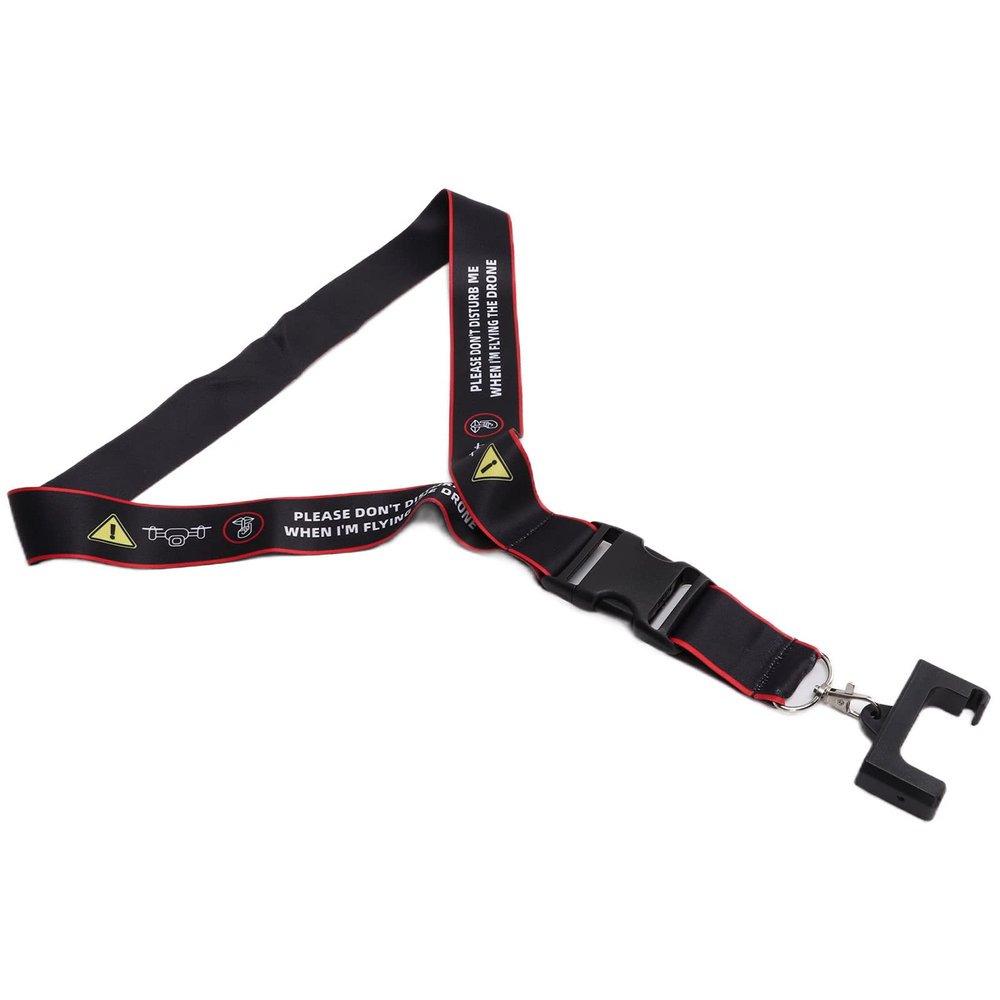 Dilwe Drone Remote Controller Lanyard, Carabiner Design Hanging Strap Safety Warning Neck Lanyard Rope for Mavic Air 2 Drone, Mini 3 Pro Lanyard RC Neck Strap(Black red)