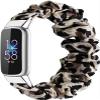 Scrunchies Compatible with Fitbit Luxe Bands, Women Fancy Elastic Bracelet Stretch Soft Fabric Replacement Wristbands Straps for Fitbit Luxe Fitness Tracker, Small/Large (Leopard, Small) view 1