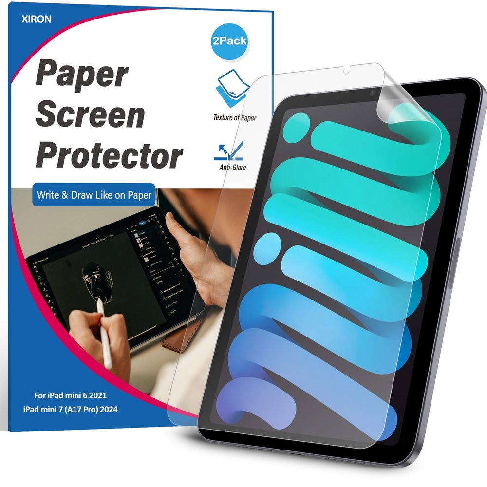 [2 PACK] Paper Screen Protector for iPad mini 7 (A17 Pro)/ iPad Mini 6 (2021, 8.3 inch), Matte PET Film for iPad Mini 6th Generation, Write and Draw Like on Paper, Anti-Glare Screen Protector