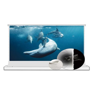 VIVIDSTORM- Projector Screen Portable Folding Stand Floor Rising Movie Screen Sound Transparent Perforated All White Screen Compatible with Ordinary Projector,VWSDSTPWA84H