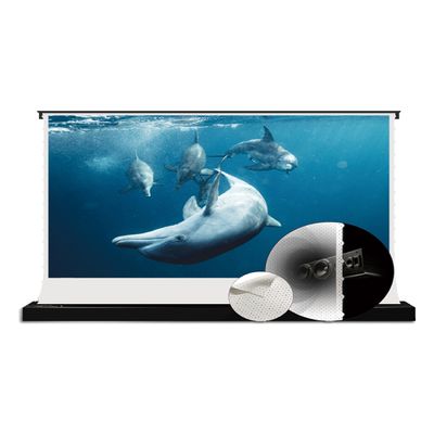 VIVIDSTORM-Projector Screen with Stand S 72 Inch Sound Transparent Perforated Floor Rising All White Cinema Fabric 4k HD Movie Theatre Work with Normal Throw Projector, VSDSTPWA72H