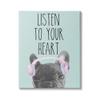 Stupell Industries Listen to Your Heart Phrase Headphones French Bulldog, Design by Sd Graphics Studio Canvas Wall Art, 30 x 40, Blue view 1