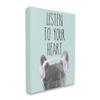 Stupell Industries Listen to Your Heart Phrase Headphones French Bulldog, Design by Sd Graphics Studio Canvas Wall Art, 30 x 40, Blue view 3