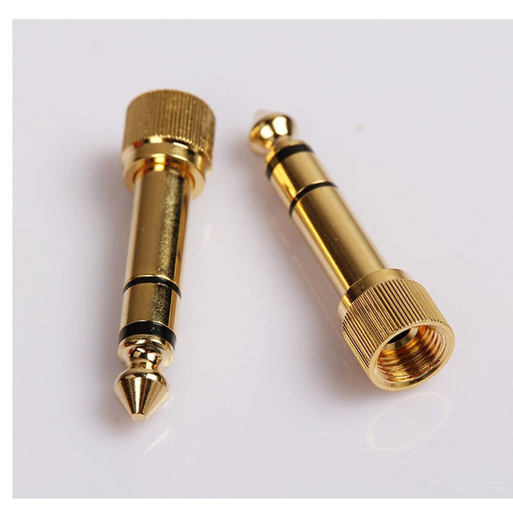 10pcs Gold 1/4" 6.35mm Male to 3.5mm Female Plug Stereo Audio Headphone Screw Adapter Connector