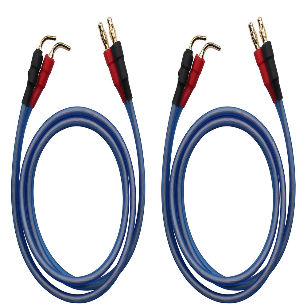 KKCable GU-H 1.5M(4.92ft) 14 Gauge AWG HiFi 4N OFC Speaker Wire. Pin Plug to Banana Plug