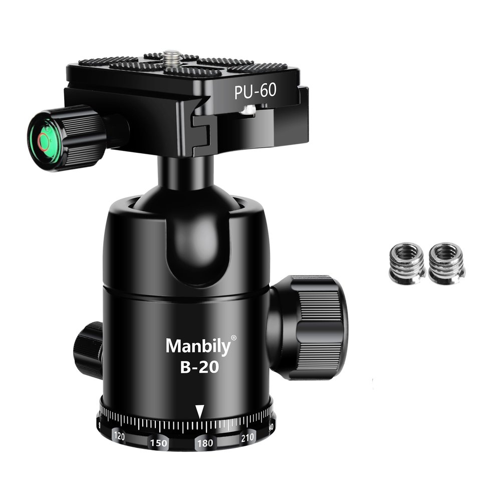 Manbily Ball Head for Shooting Stick Tripod, CNC Metal Aluminum Clamp Rest Head for Hunting, 360 Panoramic Ball Head for DSLR Camera, Load up to 33lbs/15kg
