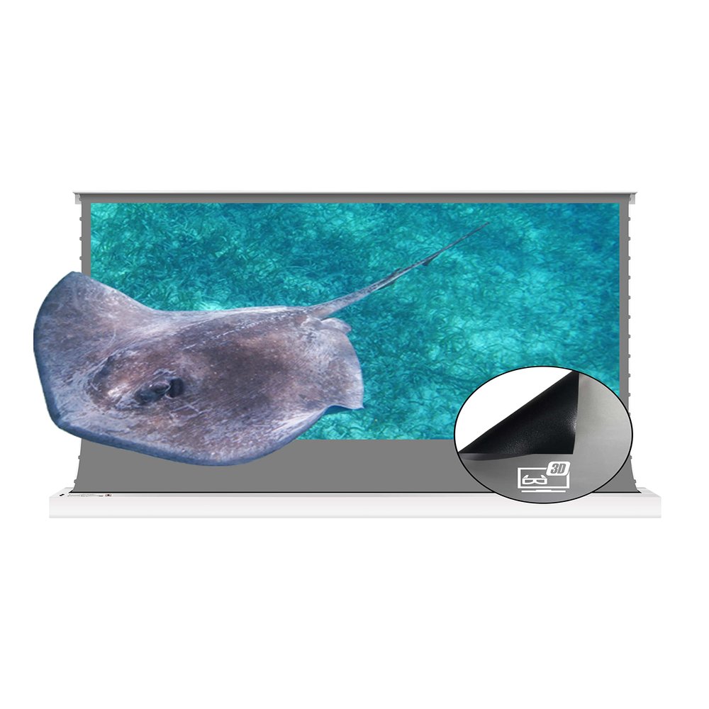 VIVIDSTORM-Home Screen,3D Long Focus Ambient Light Rejecting Screen,White Housing Motorized Floor-Rising Projection Screen,Compatible with Lumen up to 1800ANSI of Normally Projector,VWSDSTALR84H-3D