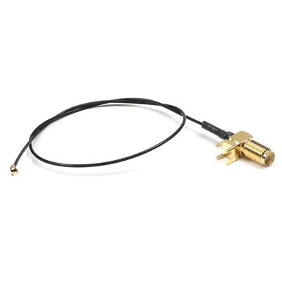 Bettomshin 1Pcs 0.3m/11.81inch IPEX Extension Cable, Black IPEX to SMA Outer Screw Inner Hole Thread 11mm with 4 Pins Right-Angle Pigtail Cable for WiFi Adapter FPV Antenna