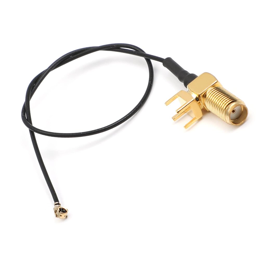 Bettomshin 1Pcs 0.2m/7.87inch IPEX Extension Cable, Black IPEX to SMA Outer Screw Inner Hole Thread 11mm with 4 Pins Right-Angle Pigtail Cable for WiFi Adapter FPV Antenna