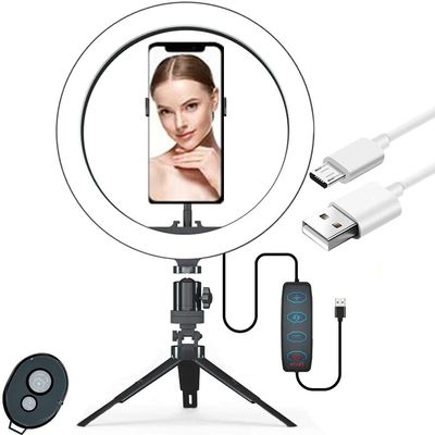 LED Ring Light Kit with Stand, Dimmable Selfie Ringlight for YouTube Video/Live Stream/Makeup with Random One Micro USB Sync Cord or Type C USB Sync Cord Cable