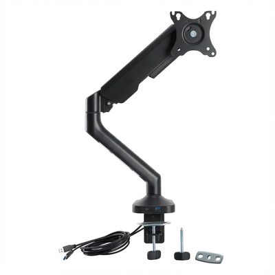 Bush Business Furniture Adjustable Single Monitor Arm, Commercial Office Desk Accessories, Satin Black