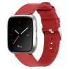 Leather Bands for Fitbit Versa Lite,KangPlus Women Leather Sport Bands Wristband with Metal Buckle Adjustable 5.5-8.1 inch Compatible for Fitbit Versa/Versa 2/Versa Lite - Red view 1