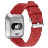 Leather Bands for Fitbit Versa Lite,KangPlus Women Leather Sport Bands Wristband with Metal Buckle Adjustable 5.5-8.1 inch Compatible for Fitbit Versa/Versa 2/Versa Lite - Red view 2