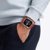 Leather Bands for Fitbit Versa Lite,KangPlus Women Leather Sport Bands Wristband with Metal Buckle Adjustable 5.5-8.1 inch Compatible for Fitbit Versa/Versa 2/Versa Lite - Red view 4