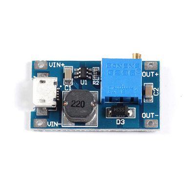 2A Adjustable Booster DC-DC Step-Up Module Micro USB Input 2V-24V to 5/9/12/28V Output Adjustable Step-Up Module Power Adapter