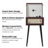 Arkrocket Discovery II 3-Speed Bluetooth Record Player Retro Console Turntable with Built-in Speakers and Removable Legs (Brown) view 3