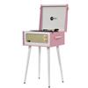 Arkrocket Discovery II 3-Speed Bluetooth Record Player Retro Console Turntable with Built-in Speakers and Removable Legs (Pink/White) view 1