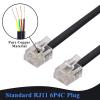 KINXIYU Phone Cord 50FT, Landline Telephone Cable with RJ11 Plug, Includes Telephone Inline Coupler RJ11 Splitter and 20pcs Cable Clips(Black) view 2