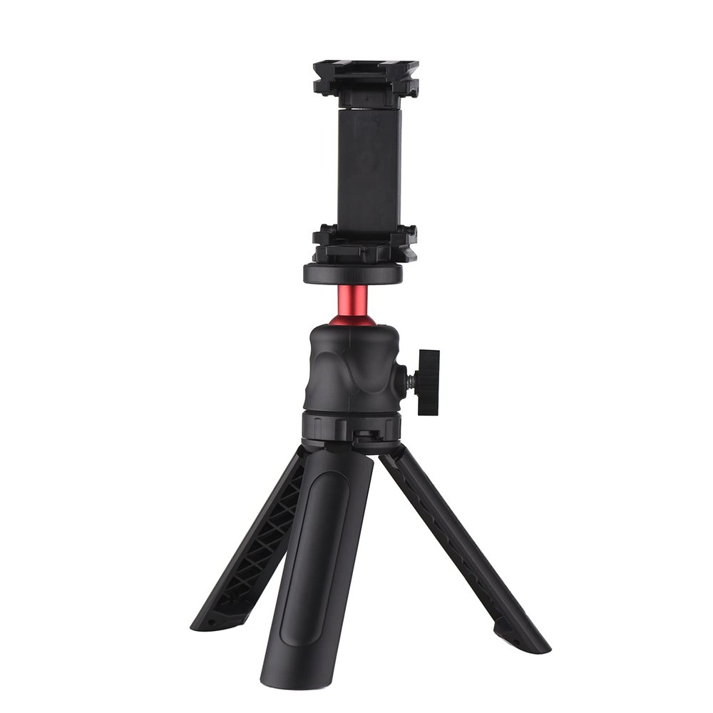 Portable Smartphone Video Kit Including Phone Tripod Mount Phone Holder & Quick Release Plate 2-in-1 with Cold Shoe Mount + Desktop Tripod for Vlog Live Streaming Oline Video Teaching Meeting