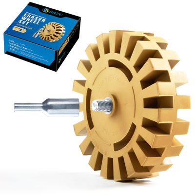 S SATC Eraser Wheel 4 Inch Decal Remover Eraser Wheel 1 Pack with Adapter Rubber Eraser Wheel for Drill Removing Decals Adhesives Pinstriping Stickers