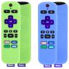 [2 Pack] Remote Cover (Glow in The Dark) Compatible with Roku Voice Remote, Pinowu Anti Slip Silicone Cover Compatible with Roku Players and Roku TVS Voice Remote (Green and Blue) view 1