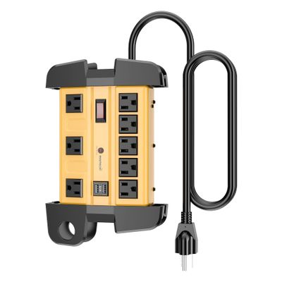 8 Outlets Heavy Duty Surge Protector Power Strip with 2 USB Ports,1800 Joules 9 Feet Power Cord and Wide Spaced for Office,Workspace,Factory,School,ETL Listed.