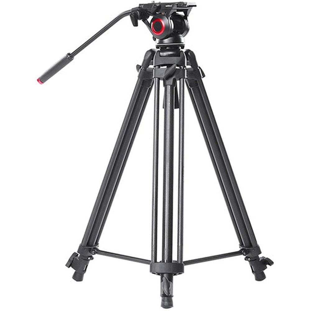 cametv TP-606B 3-Section Carbon Fiber Video Tripod with Fluid Bowl Head and Mid-Level Spreader