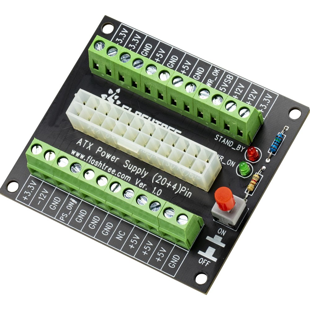 whiteeeen ATX Breakout Board Black 24/20 Pins Output DC Power Supply Module