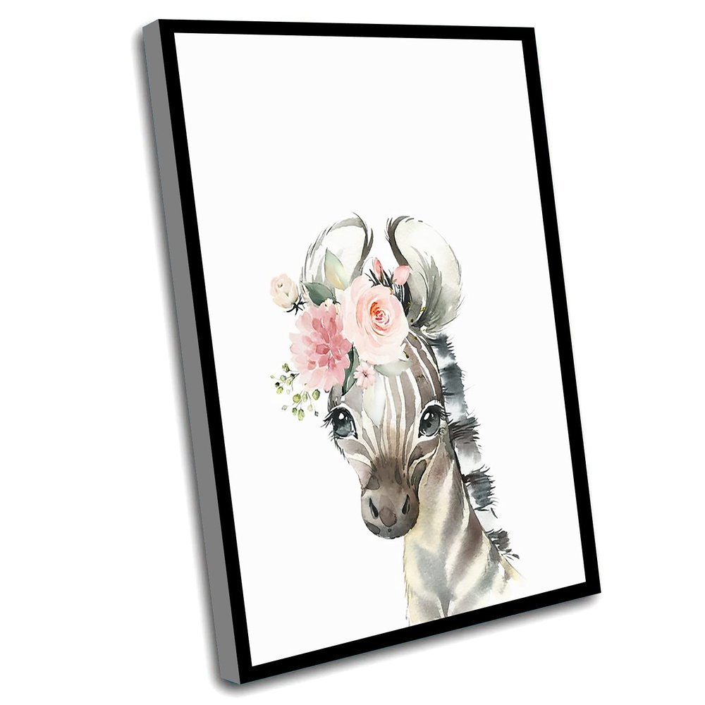 Girls Bedroom Decor,Baby Zebra Print,Nursery Decor,Nursery Wall Art,Baby Girl Nursery Art,Nursery Art Prints,Prints Art,Baby Animals,Pink Rose Flowers,8x12 Inch Framed Wall Art