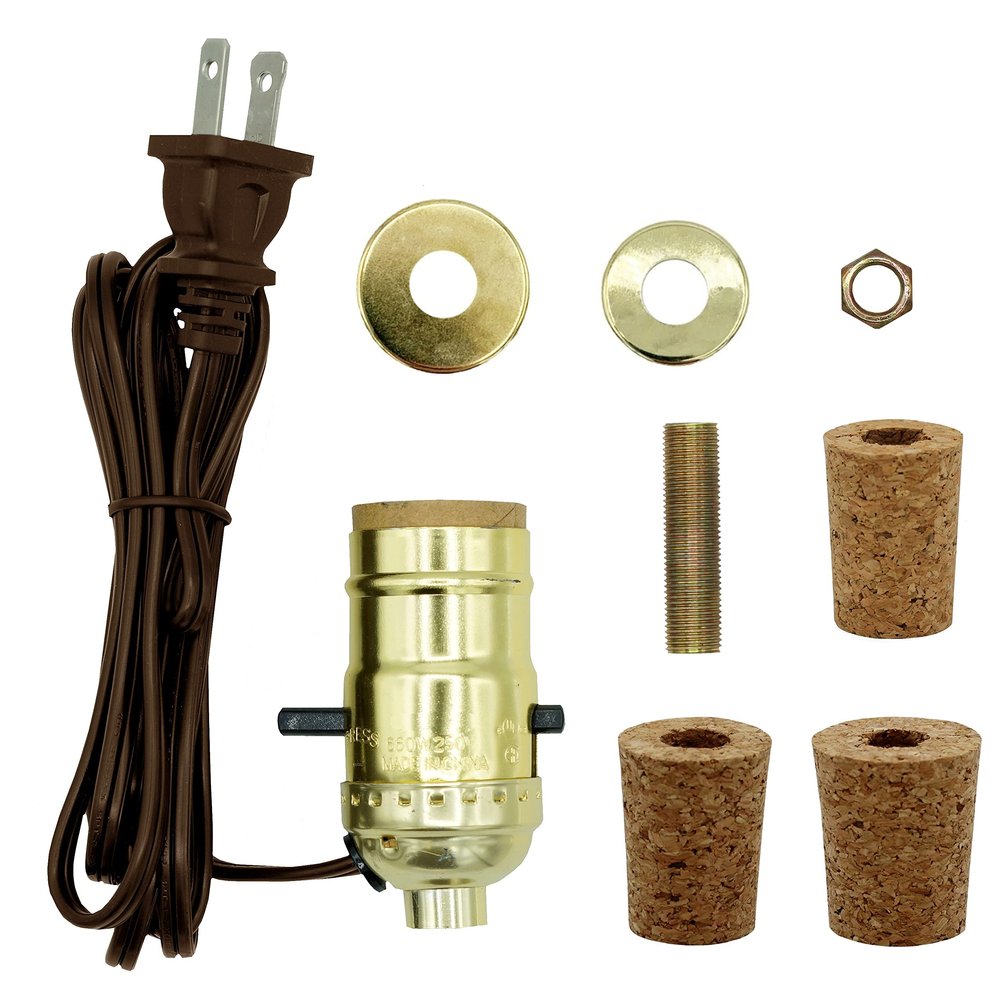 Creative Hobbies Pre-Wired Bottle Lamp Kit, Easily Convert Any Bottle Into A Lamp, DIY No Drilling Required | Brown