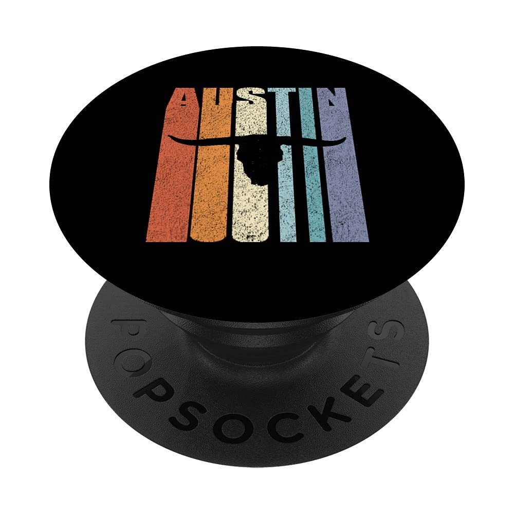 Austin Longhorn Shirt Retro Rainbow Gay Pride Texas PopSockets Swappable PopGrip