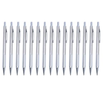 SEIWEI 15PCS Tungsten Carbide Tip Scriber, Metal Cutting Lettering Pen Engraver Glass Cutting Tool with Clip for Stainless Steel Ceramics/Glass/Metal Sheet-Silver