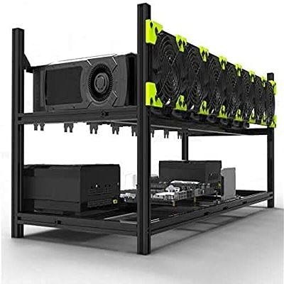 8 GPU Aluminum Stackable Open Air Mining Computer Frame Rig Ethereum Veddha with 7 Fans
