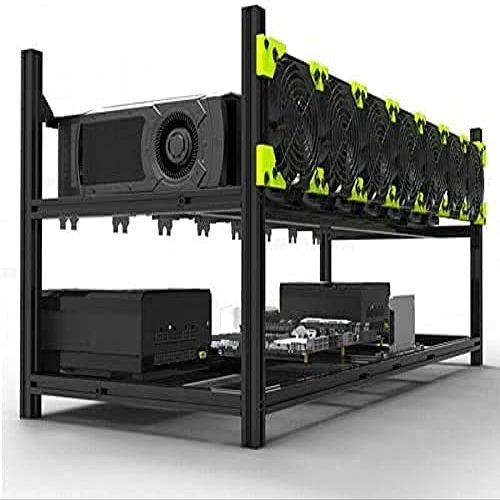 8 GPU Aluminum Stackable Open Air Mining Computer Frame Rig Ethereum Veddha with 7 Fans