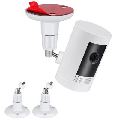 2Pack Adhesive Wall Mount for Ring Stick Up Cam & Ring Outdoor Cam Plus, 360 Degree Adjustable Screwless Bracket for Your Surveillance Camera, 2 Ways Installation Without Drilling