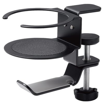 Elecom Headphone Stand, Clamp Type, 360 Rotation, Black