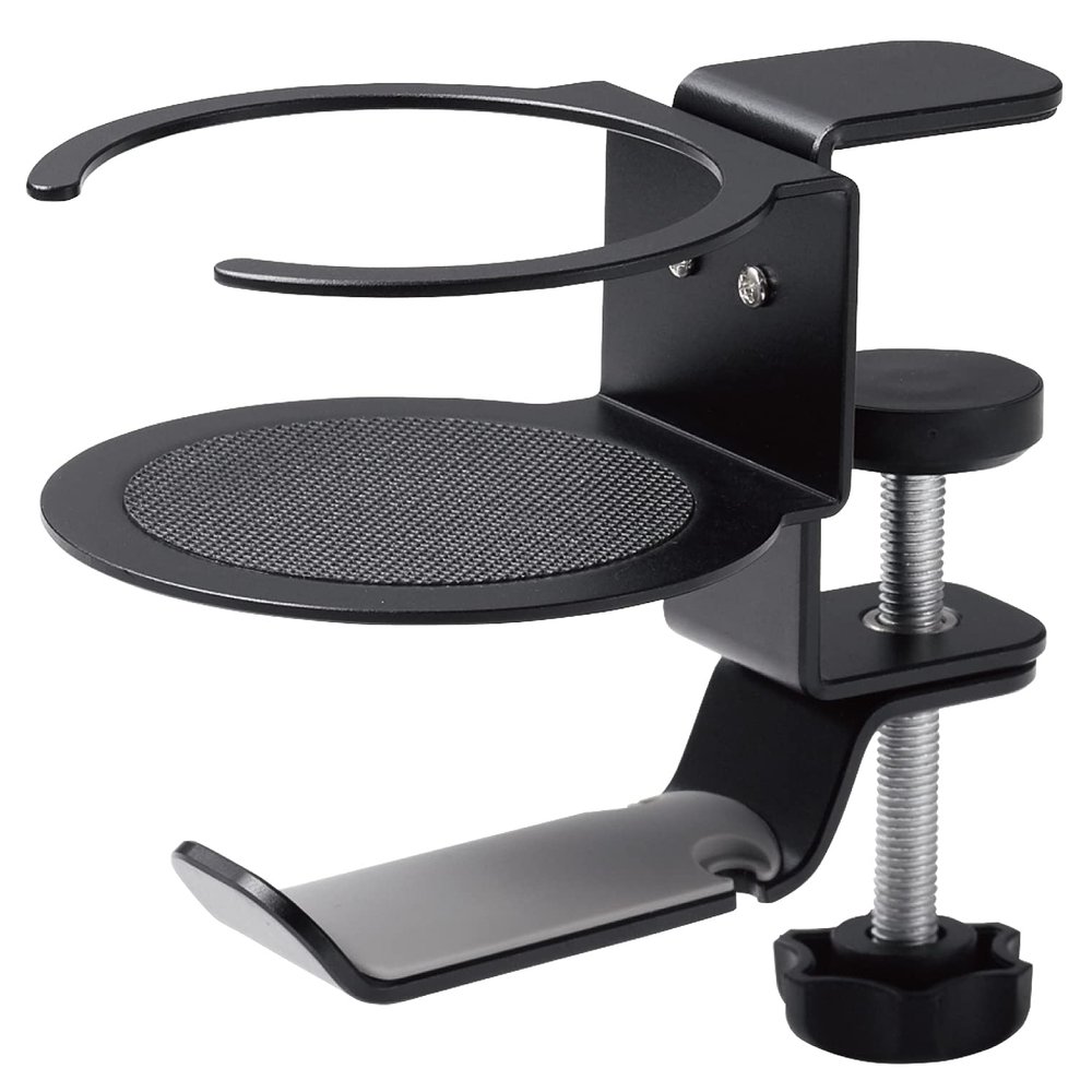 Elecom Headphone Stand, Clamp Type, 360 Rotation, Black