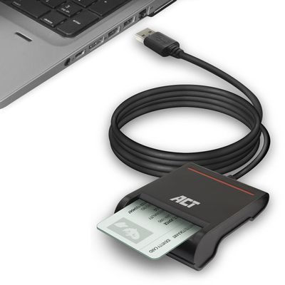 ACT eID Card Reader Belgium, USB Chip Card Reader, Not for ID App 2, Power LED Status - AC6015