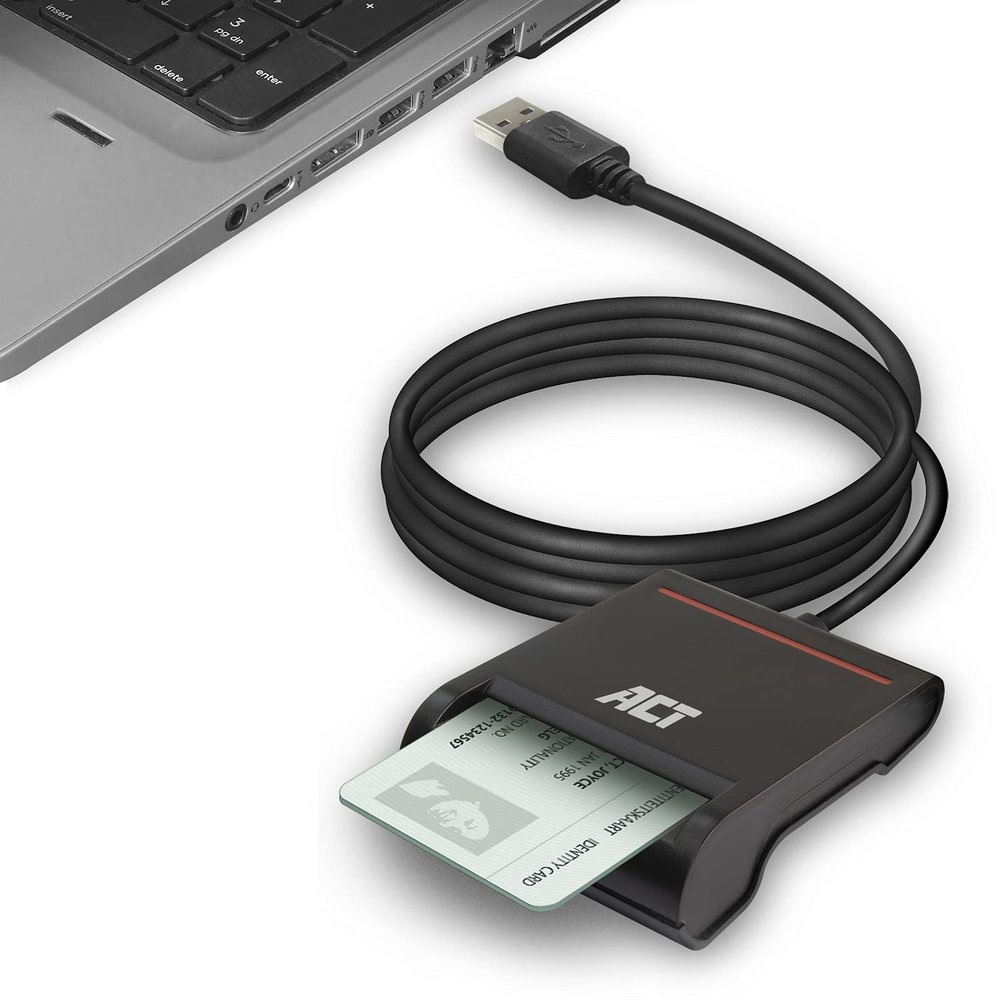 ACT eID Card Reader Belgium, USB Chip Card Reader, Not for ID App 2, Power LED Status - AC6015