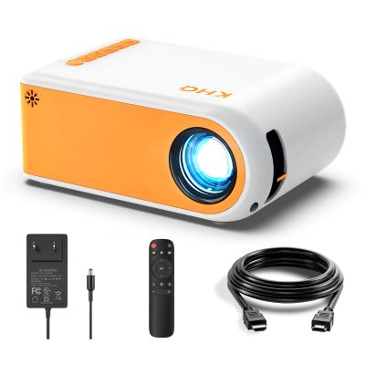 Mini Projector for Outdoor Movies, KHQ Full HD Video Projectors Support 1080P for iPhone, Portable Projector for Home Theater Use, Compatible with Smartphone/TV Stick/HDMI/AV/USB