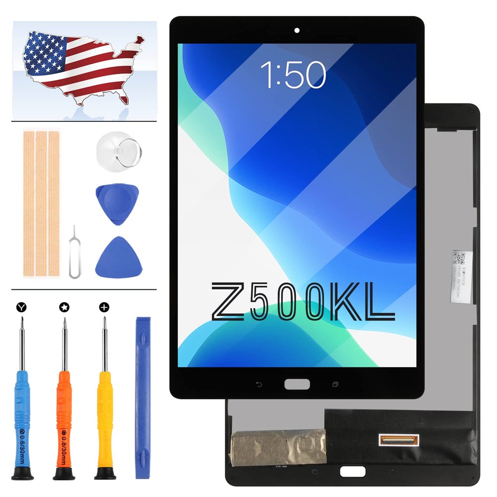 for Z500KL P001 Screen Replacmenet for ASUS ZenPad 3S 10 Z500KL P001 LCD Display Matrix Touch Panel Digitizer Sensor Tablet Assembly Repair Parts Kits +Tools (Black)