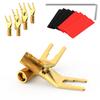 Tertullus 8 Pcs Speaker Spade Connectors Pure Copper Gold Plated Y Plug 45 Degree Screw Locking Adapter Fork Spade Plugs for Speaker Wire DIY(with Allen Wrench+Heat Shrink Tubing) view 1